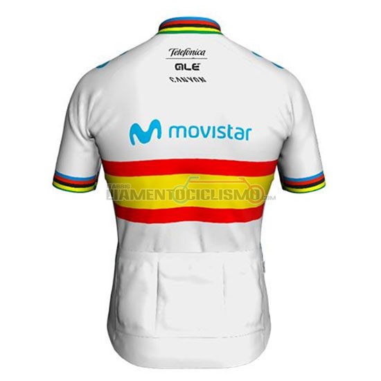 Abbigliamento Ciclismo Movistar Campione Spagna Manica Corta 2020 Bianco